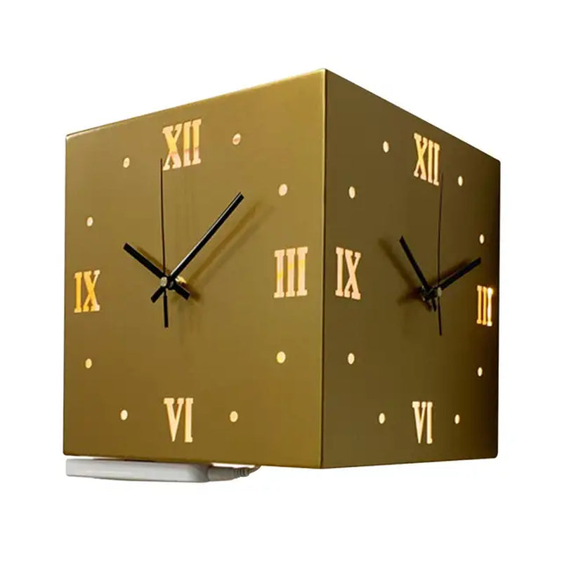 Light Sensor Corner Wall Clock Square Simple Double Sided Wall Clock with Arabic Numeral  Analog