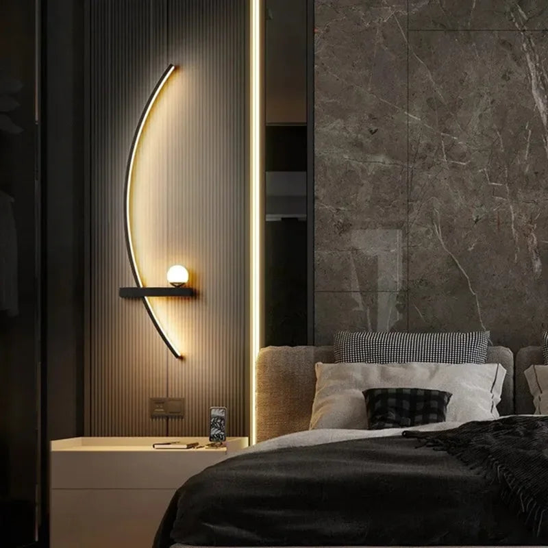 Modern LED Wall Lamp Minimalist Black Gold Decorative Wall Sconce for Bedroom Bedside Study Home Indoor Lighting Lusters Lights