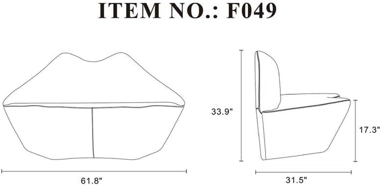 Lip-Shaped Modern Faux Leather 2-Seater Loveseat in White