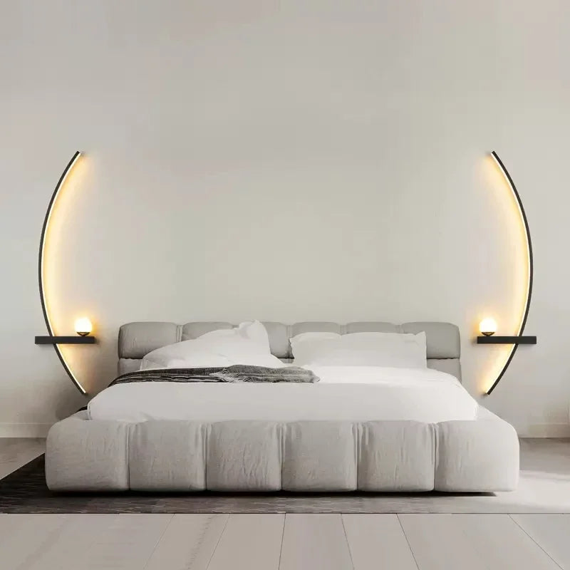 Modern LED Wall Lamp Minimalist Black Gold Decorative Wall Sconce for Bedroom Bedside Study Home Indoor Lighting Lusters Lights