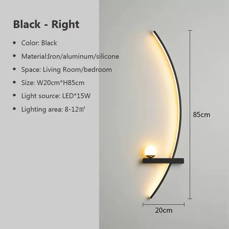 Modern LED Wall Lamp Minimalist Black Gold Decorative Wall Sconce for Bedroom Bedside Study Home Indoor Lighting Lusters Lights