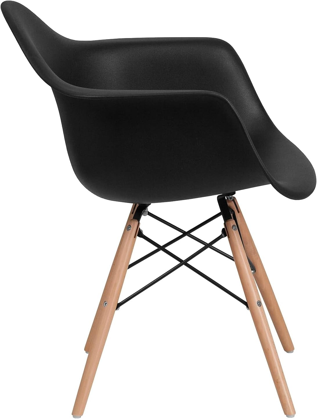 2 Pack Alonza Series Black Plastic Chair with Wooden Legs