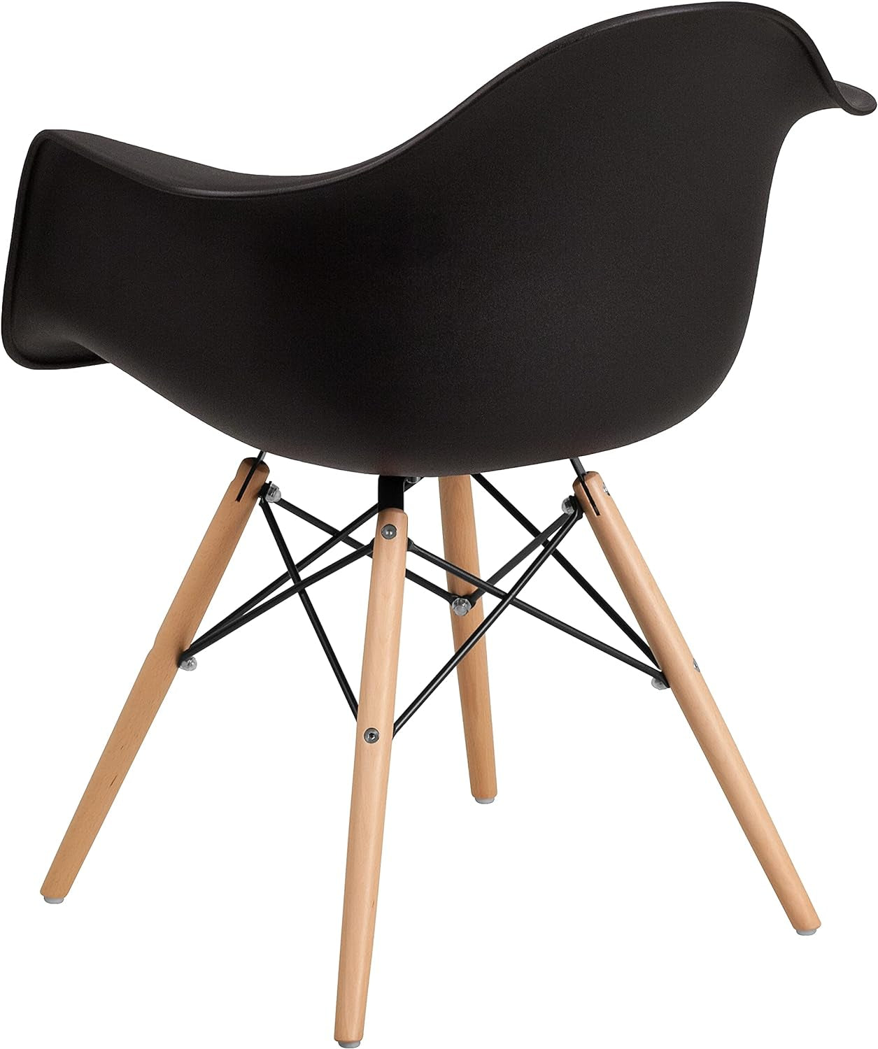 2 Pack Alonza Series Black Plastic Chair with Wooden Legs