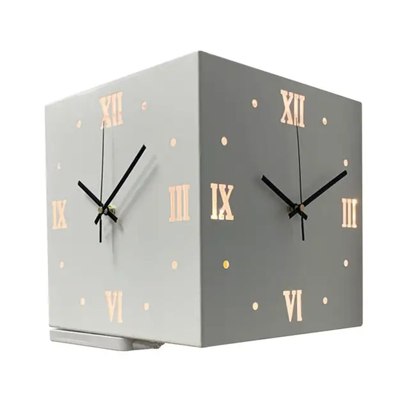 Light Sensor Corner Wall Clock Square Simple Double Sided Wall Clock with Arabic Numeral  Analog