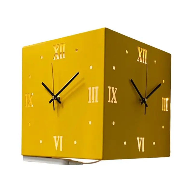 Light Sensor Corner Wall Clock Square Simple Double Sided Wall Clock with Arabic Numeral  Analog