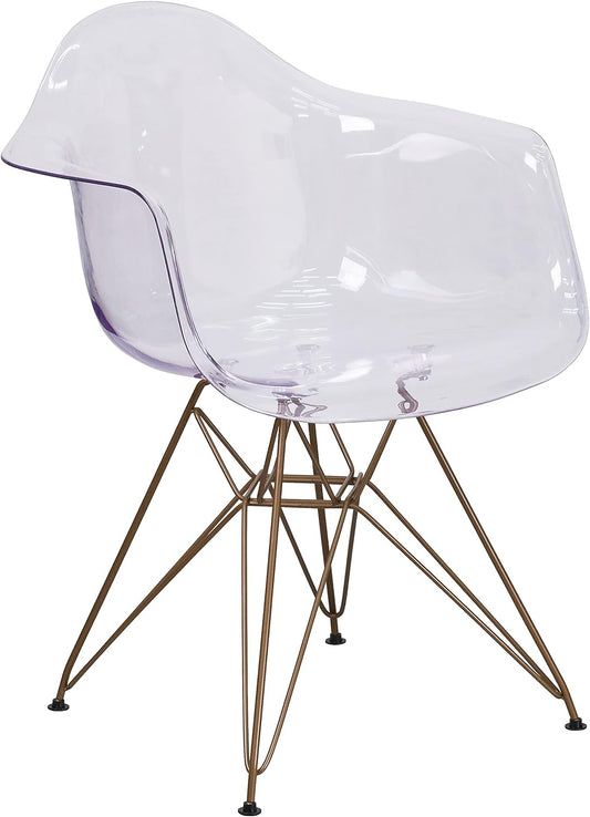 Allure Series Transparent Side Chair with Gold Base