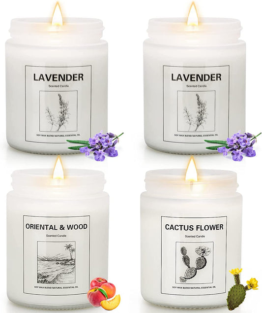 4 Pack Candles for Home Scented, Lavender Candles Set, Aromatherapy Jar Candles for Home, 28 Oz 200 Hour Long Lasting Candles, Scented Candles Gifts Set for Women, Birthday, Valentine, Anniversary