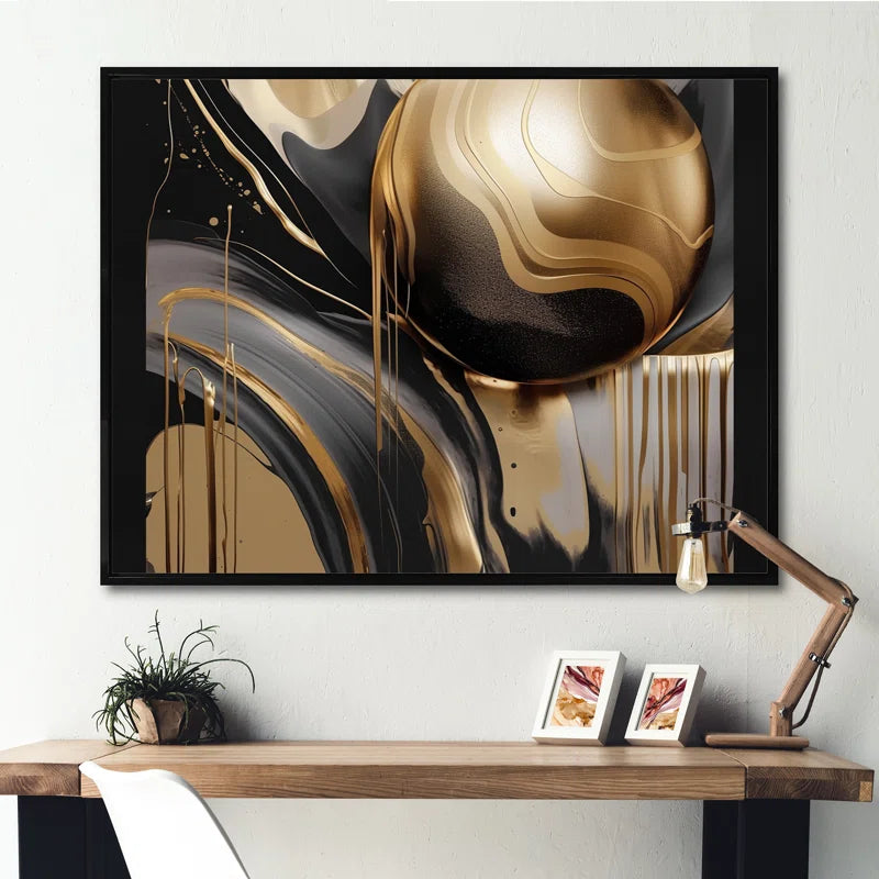 " Gold and Black Captivating Marble IV " on Canvas