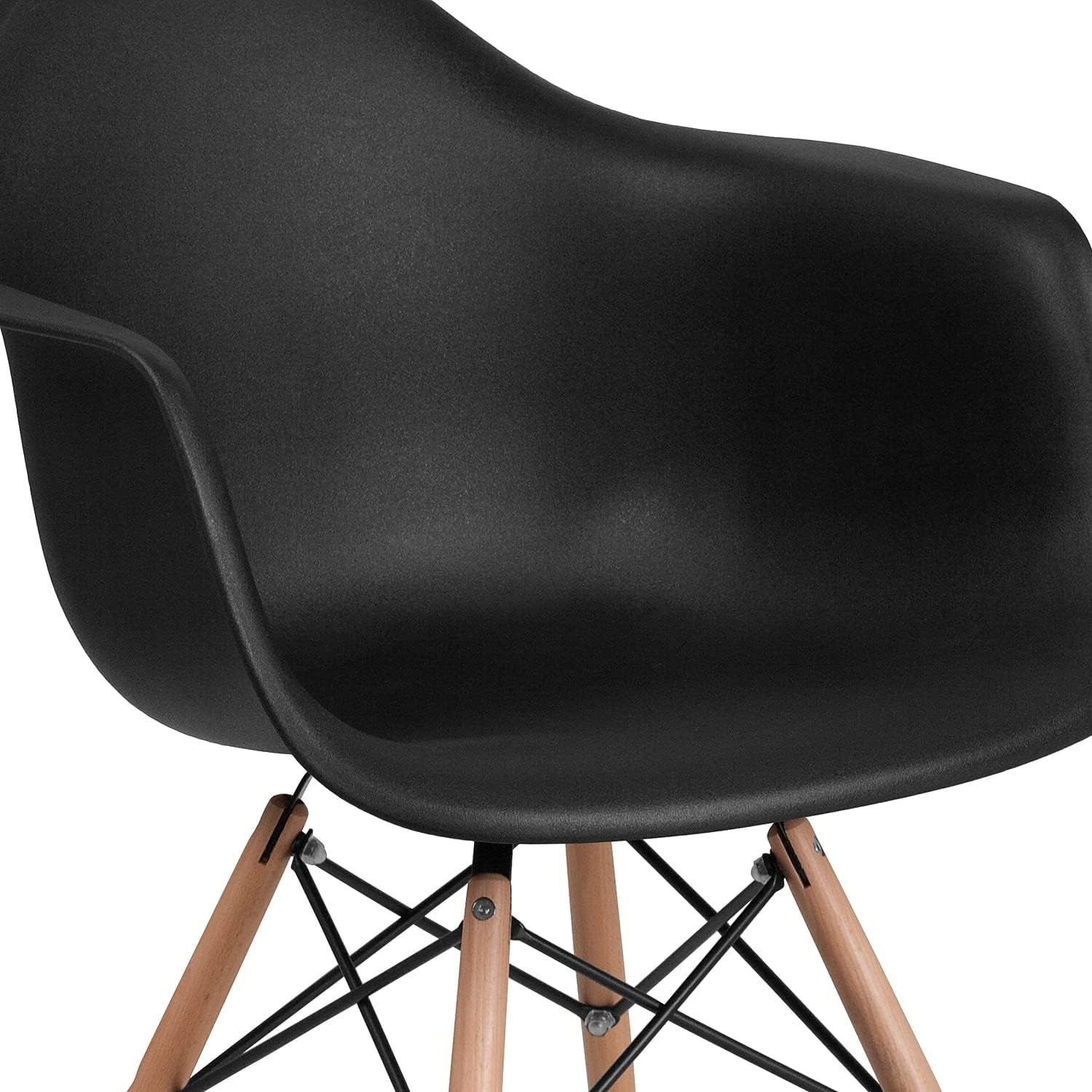 2 Pack Alonza Series Black Plastic Chair with Wooden Legs