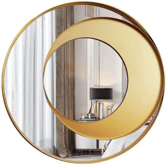 Wall Mount round Mirror, Vanity Mirrors,European Creative Art Decorative Metal Mirror, Wall Decorative Mirror for Home Decor Furniture Vanity in Living Room Bathroom Bedroom