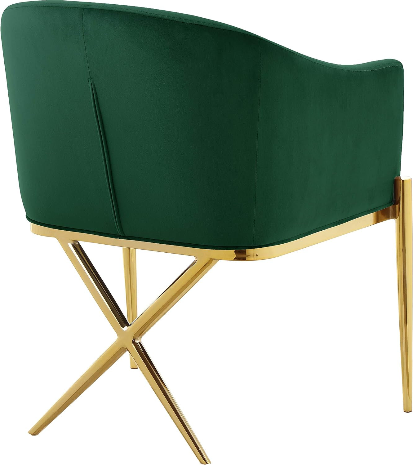 Xavier Collection Modern | Contemporary Velvet Upholstered Dining Chair with Sturdy Steel X Shaped Legs, 25.5" W X 24.5" D X 31.5" H, Green