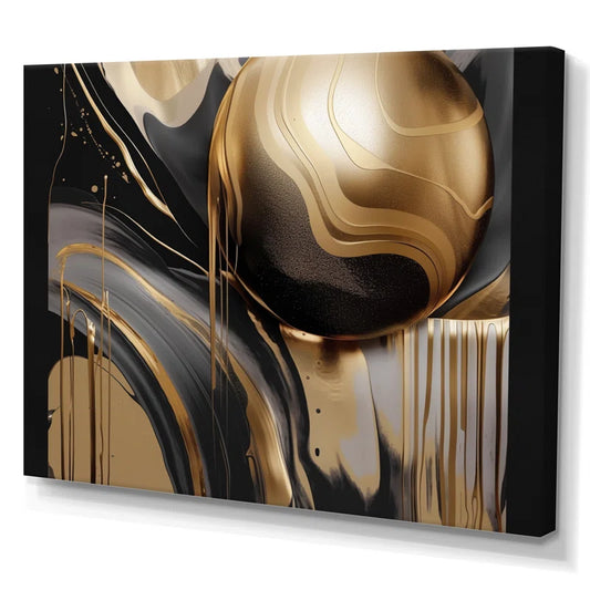 " Gold and Black Captivating Marble IV " on Canvas