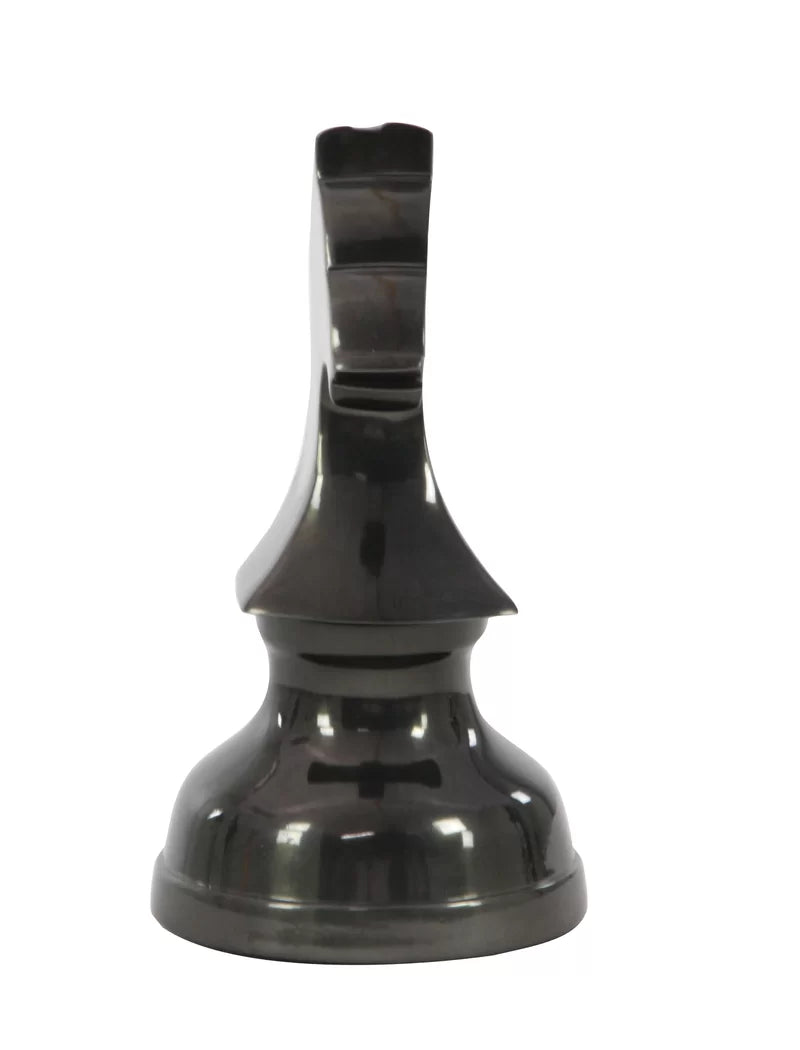 Dark Gray Aluminum Chess Sculpture with Knight, Queen and King 3 - Pieces