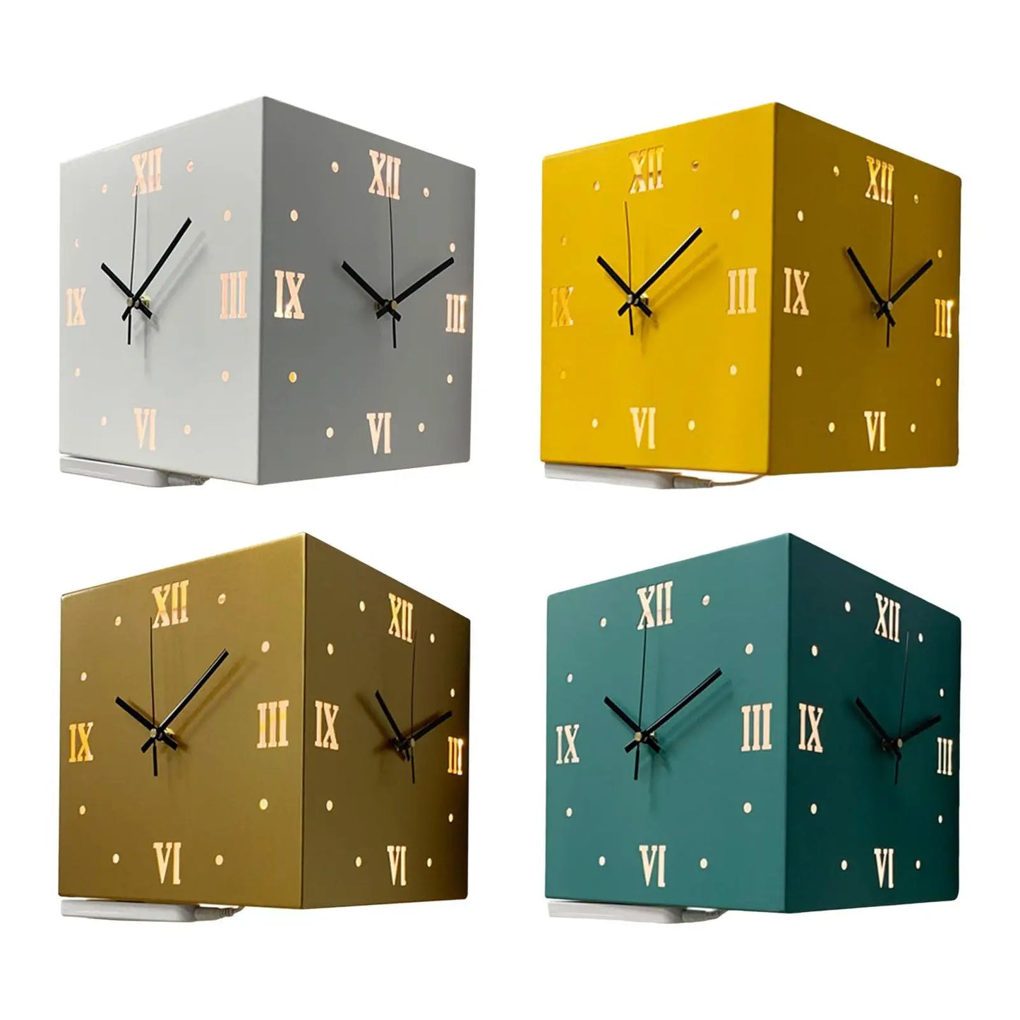 Light Sensor Corner Wall Clock Square Simple Double Sided Wall Clock with Arabic Numeral  Analog