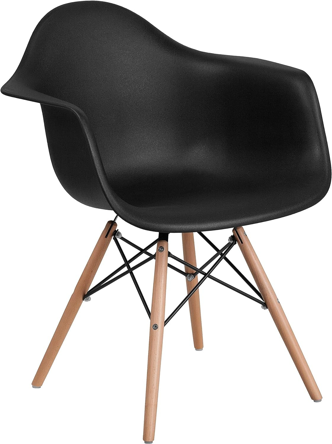 2 Pack Alonza Series Black Plastic Chair with Wooden Legs