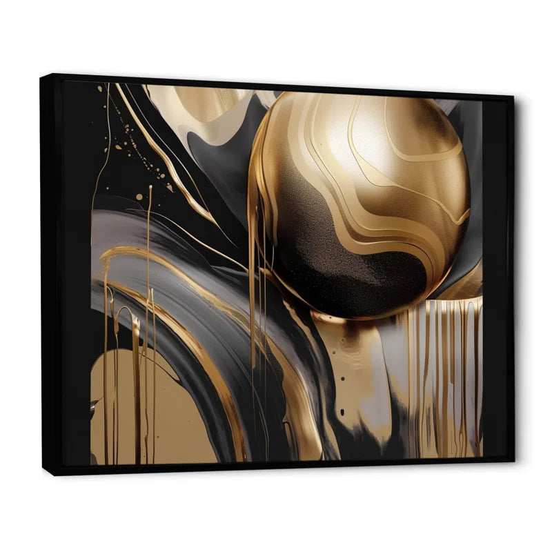 " Gold and Black Captivating Marble IV " on Canvas