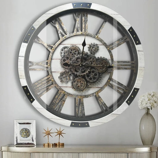 30" Large Real Moving Gears Wall Clock 