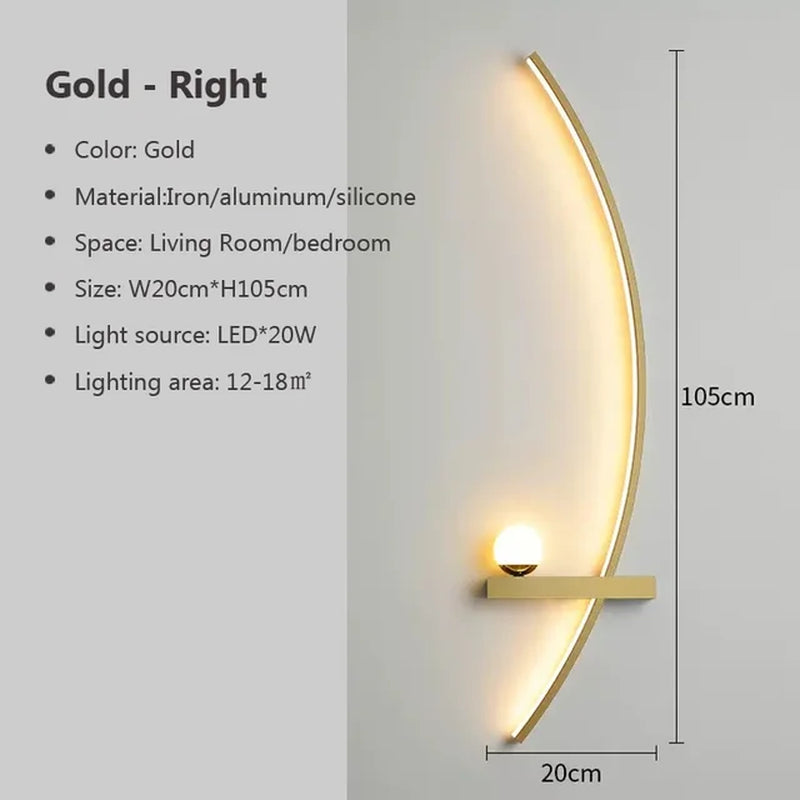 Modern LED Wall Lamp Minimalist Black Gold Decorative Wall Sconce for Bedroom Bedside Study Home Indoor Lighting Lusters Lights