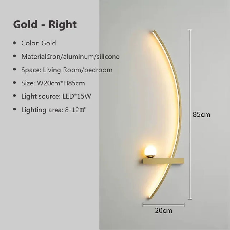 Modern LED Wall Lamp Minimalist Black Gold Decorative Wall Sconce for Bedroom Bedside Study Home Indoor Lighting Lusters Lights