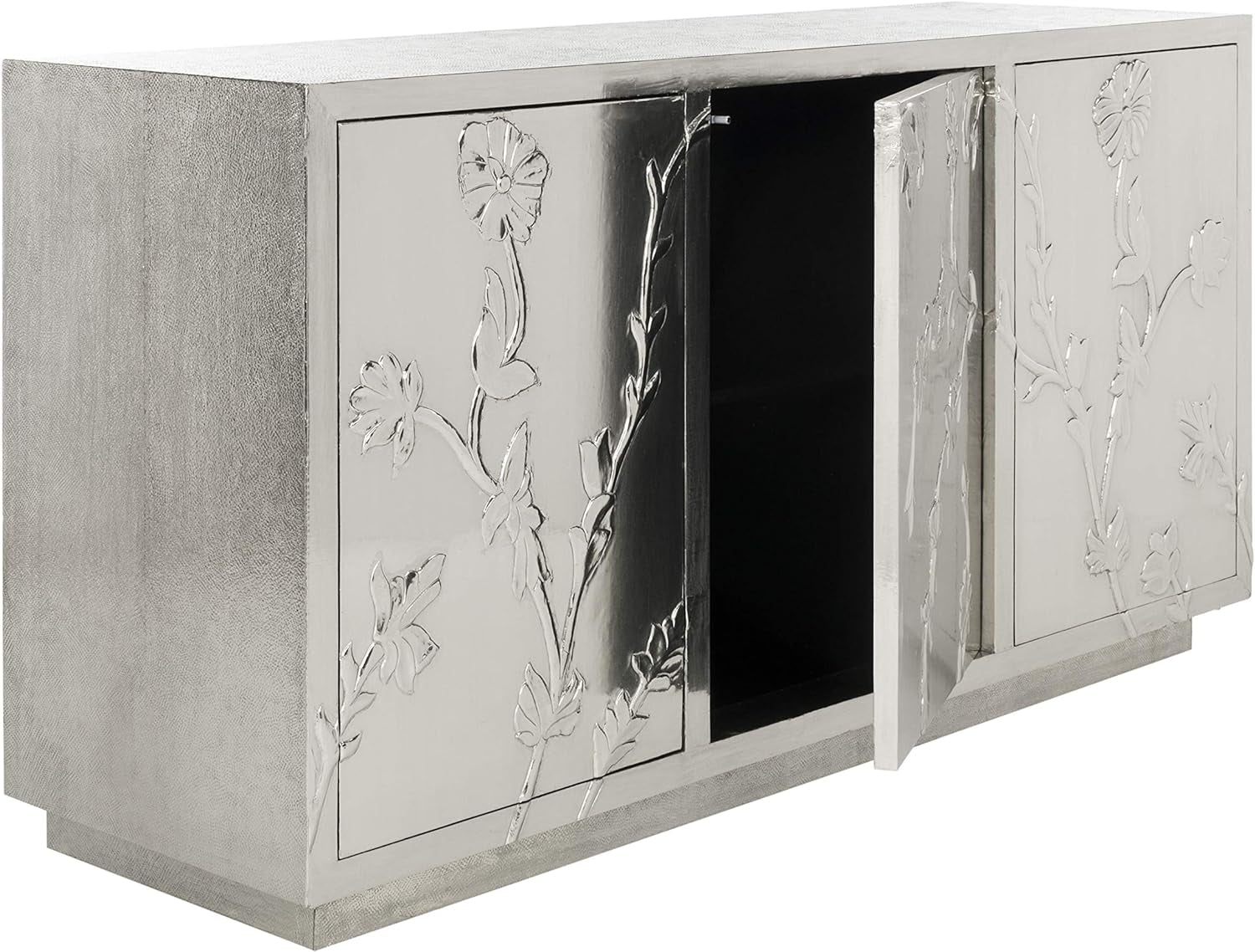 Couture Home Narcisa Contemporary Glam Silver Floral Sideboard