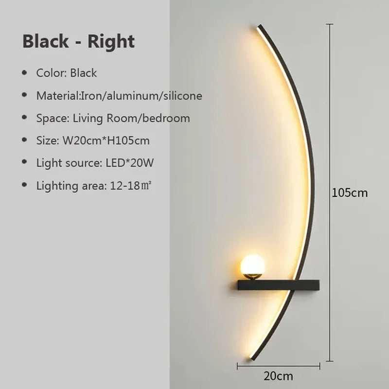 Modern LED Wall Lamp Minimalist Black Gold Decorative Wall Sconce for Bedroom Bedside Study Home Indoor Lighting Lusters Lights