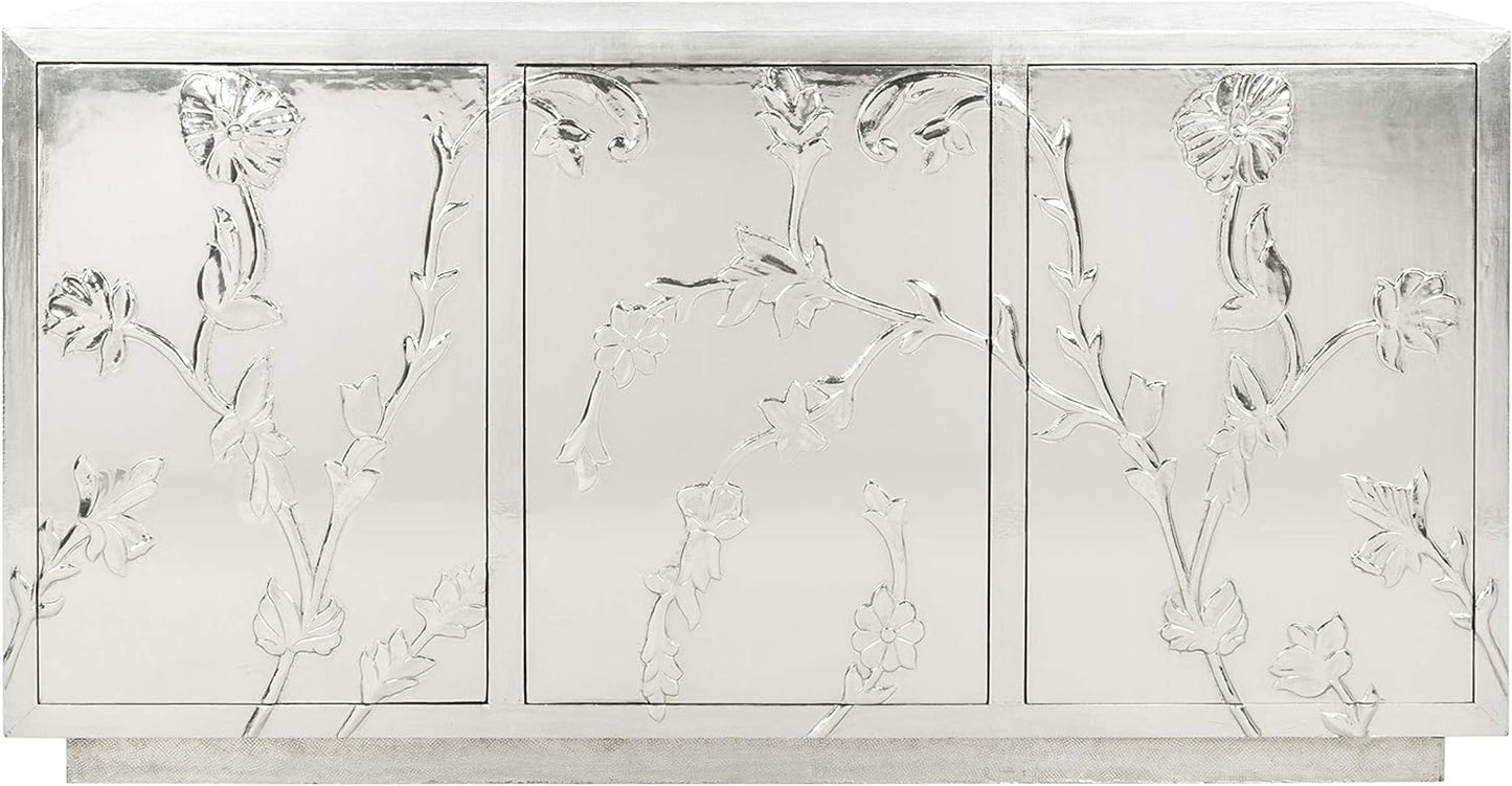 Couture Home Narcisa Contemporary Glam Silver Floral Sideboard