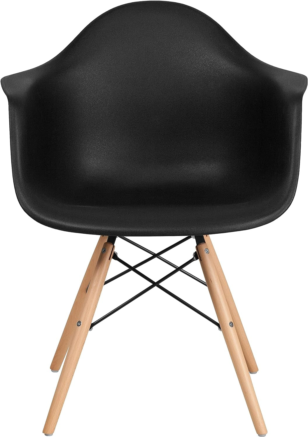 2 Pack Alonza Series Black Plastic Chair with Wooden Legs