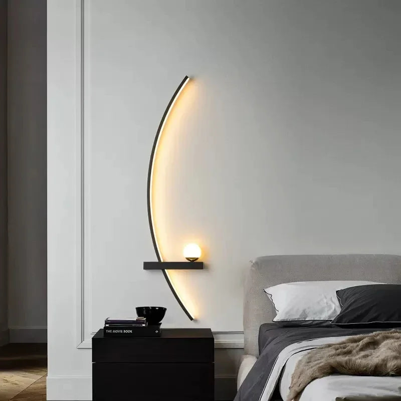 Modern LED Wall Lamp Minimalist Black Gold Decorative Wall Sconce for Bedroom Bedside Study Home Indoor Lighting Lusters Lights