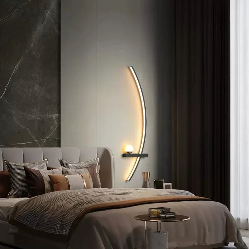 Modern LED Wall Lamp Minimalist Black Gold Decorative Wall Sconce for Bedroom Bedside Study Home Indoor Lighting Lusters Lights